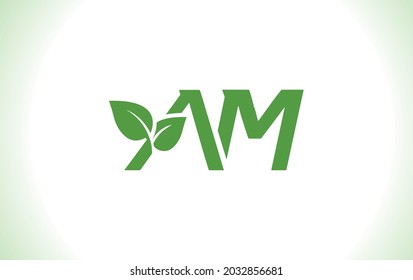 Nature and leaf logo design by AM letter