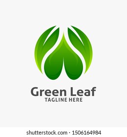 Nature leaf logo design in circle concept