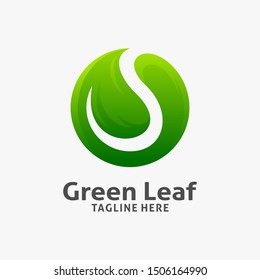 Nature leaf logo design in circle concept