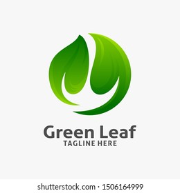 Nature leaf logo design in circle concept