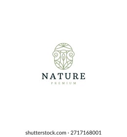 Design-Vorlage für Naturblätter-Logo mit Linien-Kunstkonzept