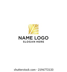 Logo de la hoja de la naturaleza oro simple moderno