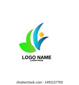 nature or leaf logo icon for organic food industry or health and beauty company 