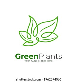 Nature leaf logo with line design , simple line style