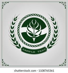 Nature leaf logo for premium product or monogram invitation luxury royal, calligraphic elegant elements, ornament vector, vintage frame decorative