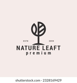 nature leaf logo retro vintage hipster icon