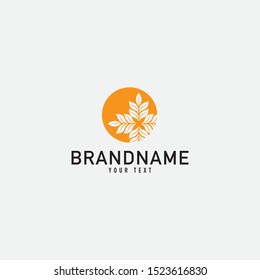 Nature leaf logo. Round emblem flower in a Natural in linear style. for design shop, cosmetic, beauty, perfume, spa, yoga.