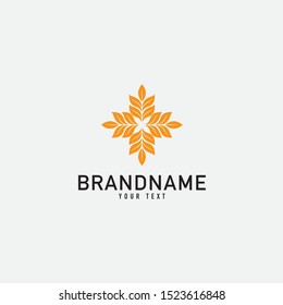 Nature leaf logo. Round emblem flower in a Natural in linear style. for design shop, cosmetic, beauty, perfume, spa, yoga.