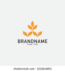 Nature leaf logo. Round emblem flower in a Natural in linear style. for design shop, cosmetic, beauty, perfume, spa, yoga.