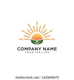 Nature Leaf Logo Template. Modern design. Vector illustration of a sun icon and logo.