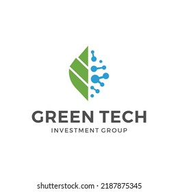 logotipo de hoja natural y molécula para la empresa de tecnología