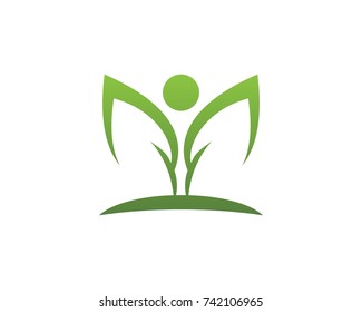Nature leaf people  logo design template