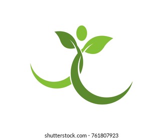 Nature leaf people logo design template
