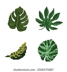 Naturaleza Hoja Planta Paquete Pixel Art