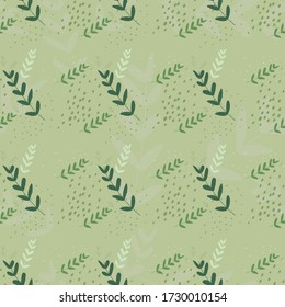 Nature leaf seamless pattern design in green theme. Can use for print, template, fabric, presentation, textile, banner, poster, wallpaper, poster