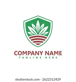símbolo de proteção de folha e escudo da natureza conceito orgânico. Bio herbal saúde cuidado abstrato negócio eco logo