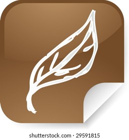 Nature leaf sketch icon on square sticker