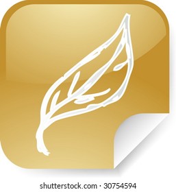 Nature leaf sketch icon on square sticker