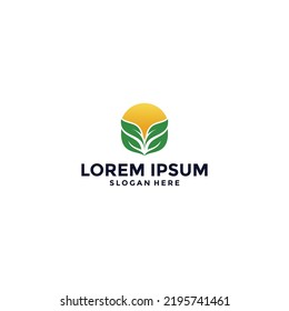 Nature leaf sun logo design
