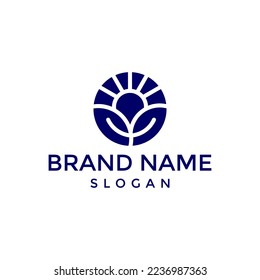 nature leaf sun logo design vector template