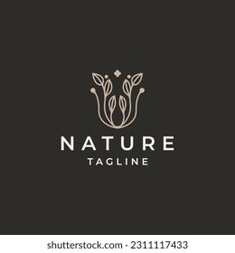 Nature leaf tree growth logo icon design template. garden, park, beauty, spa flat vector