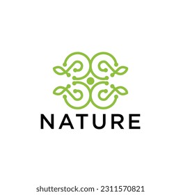 Nature leaf tree growth logo icon design template. garden, park, beauty, spa flat vector