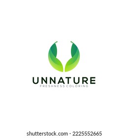 nature leaf U lettering logo gradient colorful
