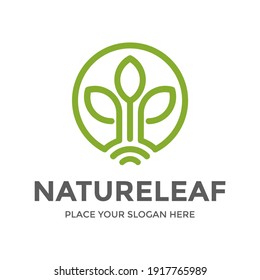 Nature leaf vector logo template. This design use three leaves symbol. Suitable for farm, environment.