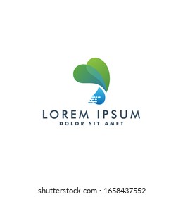 diseño del logotipo de la hoja natural y de la gota de agua ilustración vectorial
