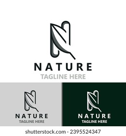 Diseño del logotipo de la salida de la naturaleza, planta vectorial estilo ecológico modelo de negocio de recogida botánica