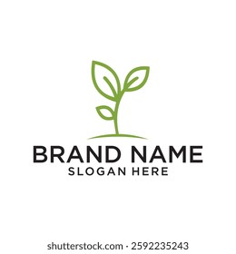 Nature leave logo minimalist design green eco concept bio ecology health life environmental conservation plant growth symbol
