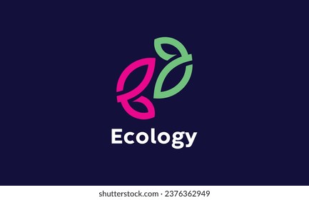 Nature leave logo minimalist environment design green eco concept