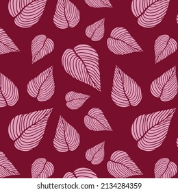 Nature leave pattern. Abstract tropical summer background: tree leaves in silhouette, Vector art illustration in pastel gold rose pink color