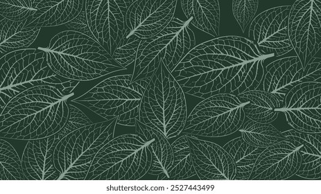 Nature leaves background. Skeleton leaf pattern. Floral outline design for fabric.
