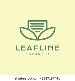 nature leaves document paper lines style clean simple minimal logo design vector icon illustration