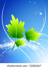 Nature Leaves on Abstract Background Original Illustration