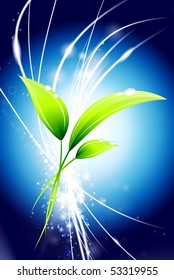 Nature Leaves on Abstract Background Original Illustration