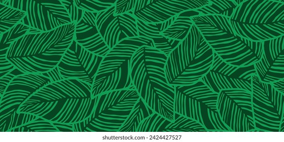 Nature leaves pattern. Luxury leaf green seamless pattern.