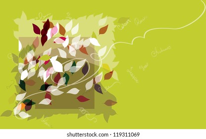  nature leaves retro card  background