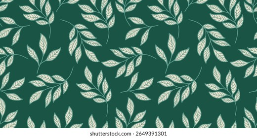 Nature leaves seamless pattern. Hand drawn leaf design for fabric, print, cover, banner, background.