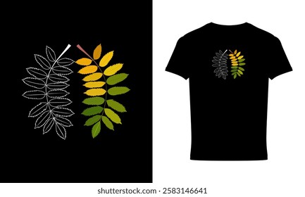 Nature Leaves Vector Line art T-shirt Design