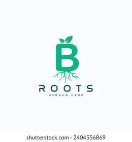 Letra natural B Roots Logo Diseño Imagen vectorial