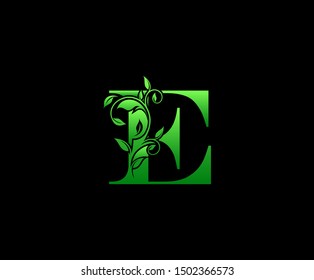 Nature letter E leaf icon logo design concept, floral logo icon design.