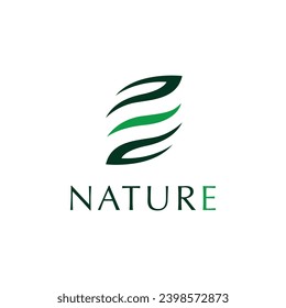 Nature Letter E Logo Design Template - Vector Illustration