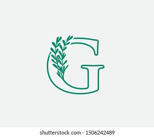 Nature letter G leaf icon logo design concept, floral logo G icon design.