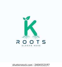 Nature Letter K Roots Logo Design Vector Image