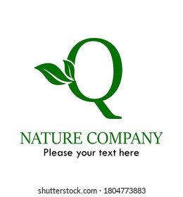 Nature letter logo template illustration. there are font q with leaf. suitable for brand, web, mobile, label, mark, identity etc
