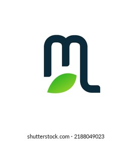 Nature letter M logo design. Initial N with Leaf icon creative monogram symbol. Playful logo and colorful logo letter M