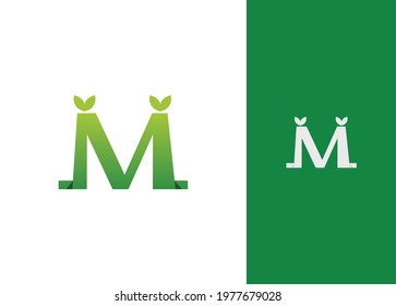 nature letter m logo template set. logotype design vector