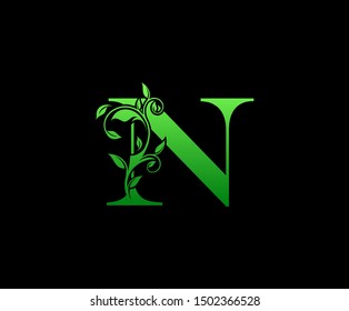 Nature letter N leaf icon logo design concept, floral logo icon design.